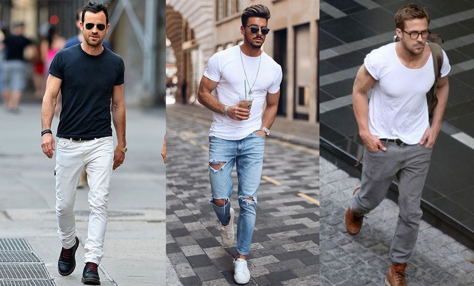 Masculine men with plain shirts
